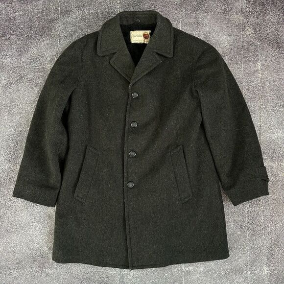 Men's Vintage 60's Zero King Heavy Wool Sherpa Lined Parka Pea Coat Jacket Sz 40 - Picture 1 of 5